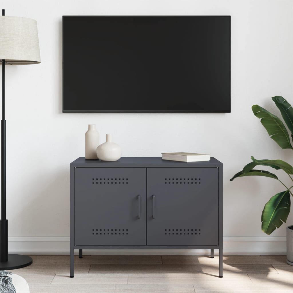 Meuble TV anthracite 68x39x50,5 cm en acier