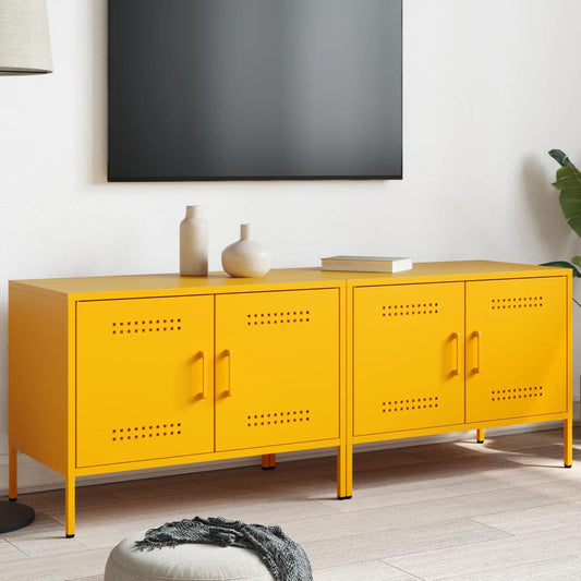 Meubles TV 2 pcs. jaune moutarde 68x39x50,5 cm en acier