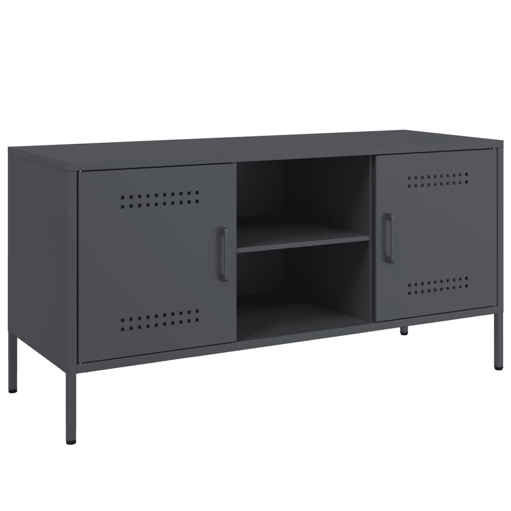 Meuble TV anthracite 100,5x39x50,5 cm en acier