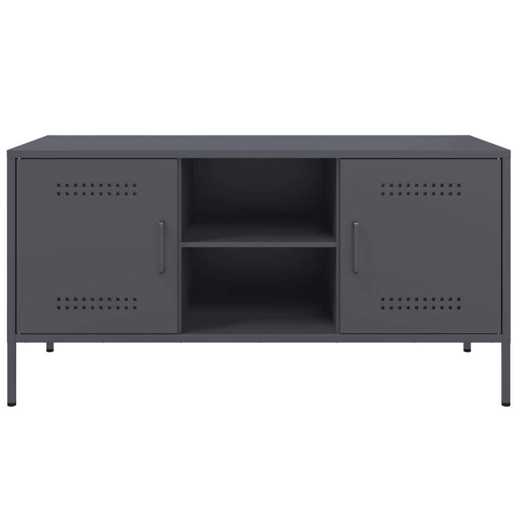 Meuble TV anthracite 100,5x39x50,5 cm en acier