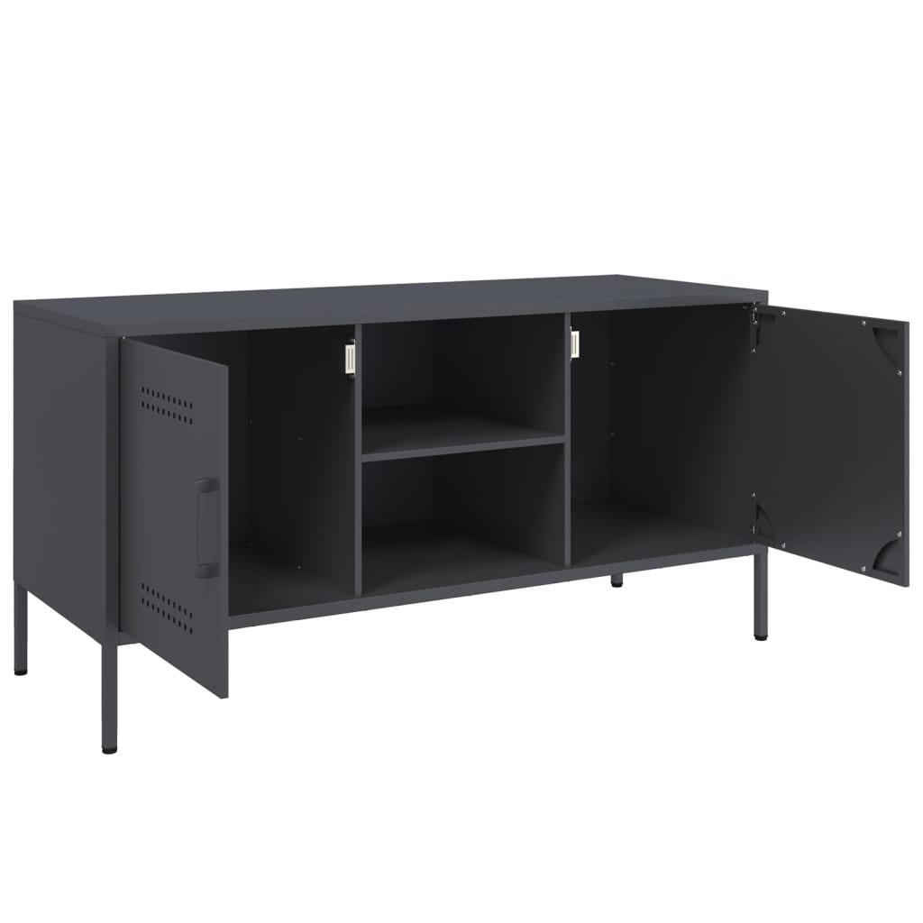 Meuble TV anthracite 100,5x39x50,5 cm en acier