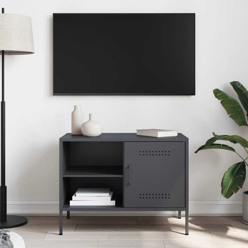 Meuble TV anthracite 68x39x50,5 cm en acier