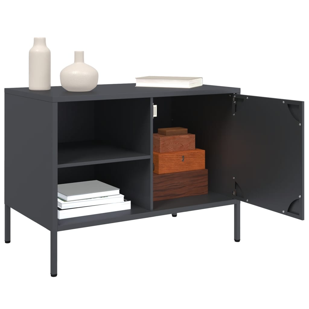 Meuble TV anthracite 68x39x50,5 cm en acier