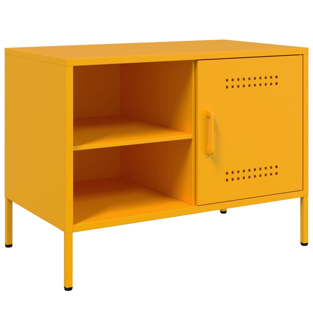Meuble TV jaune moutarde 68x39x50,5 cm en acier