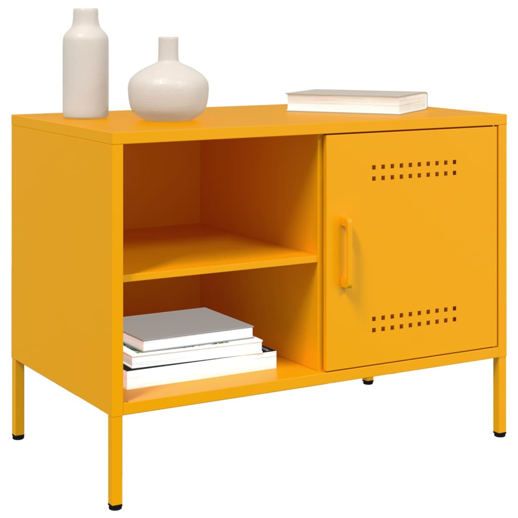 Meuble TV jaune moutarde 68x39x50,5 cm en acier