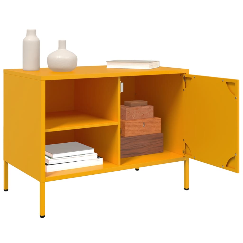 Meuble TV jaune moutarde 68x39x50,5 cm en acier