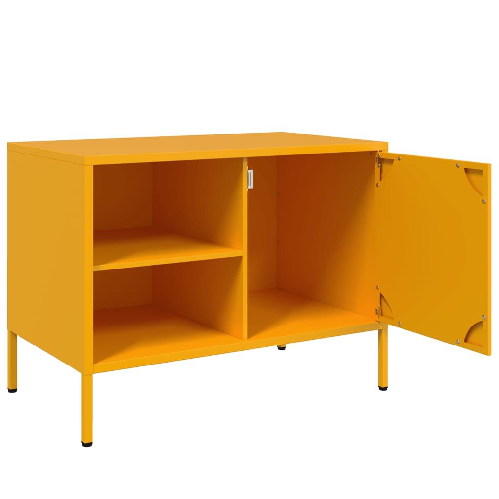 Meuble TV jaune moutarde 68x39x50,5 cm en acier