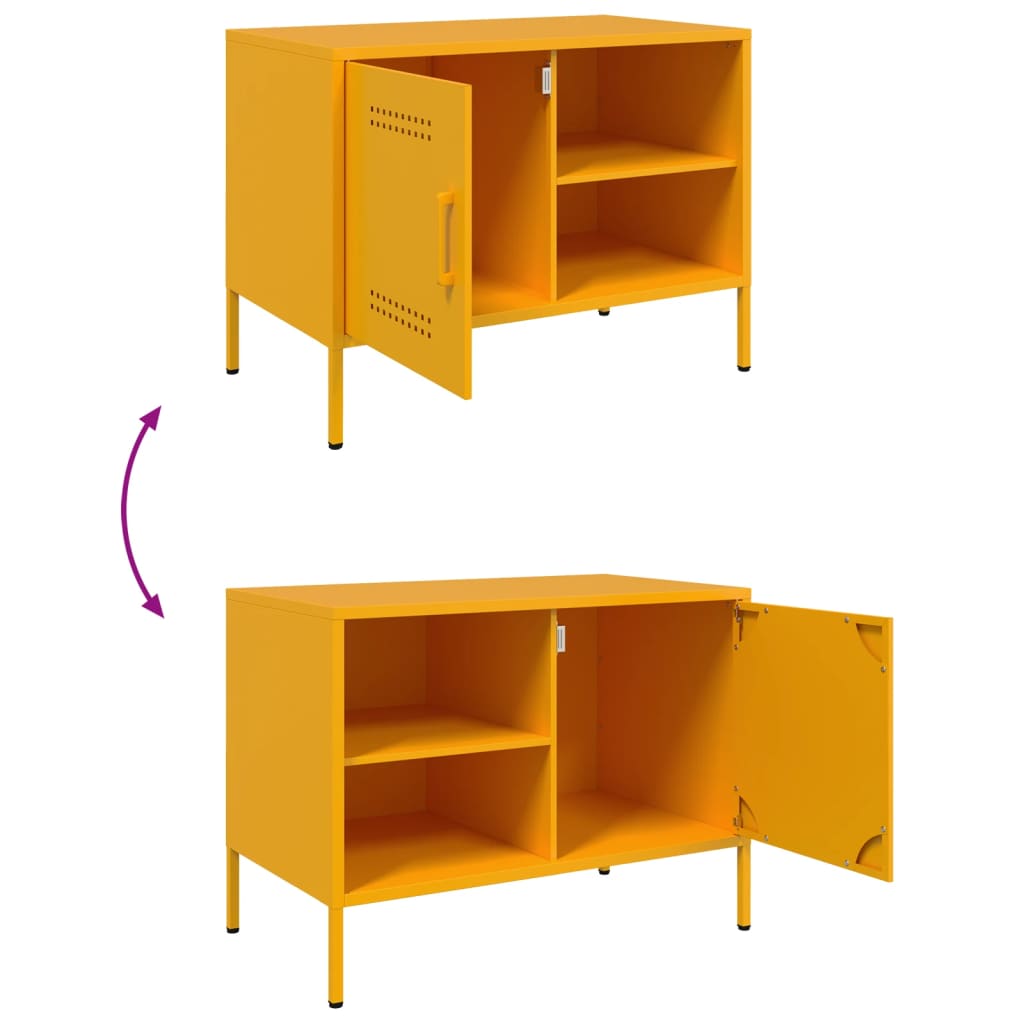 Meuble TV jaune moutarde 68x39x50,5 cm en acier