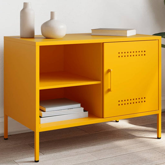 Meuble TV jaune moutarde 68x39x50,5 cm en acier