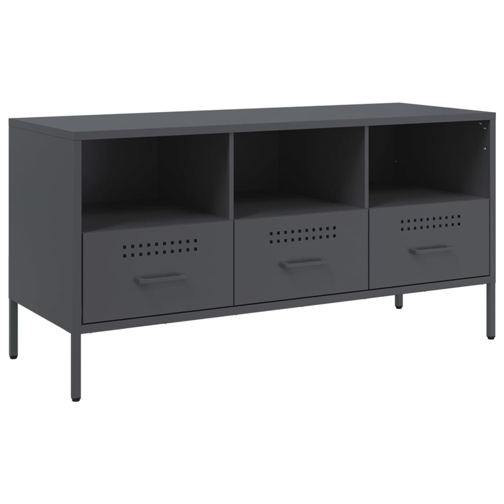 Meuble TV anthracite 100,5x39x50,5 cm en acier