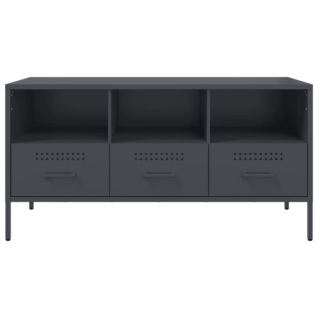 Meuble TV anthracite 100,5x39x50,5 cm en acier