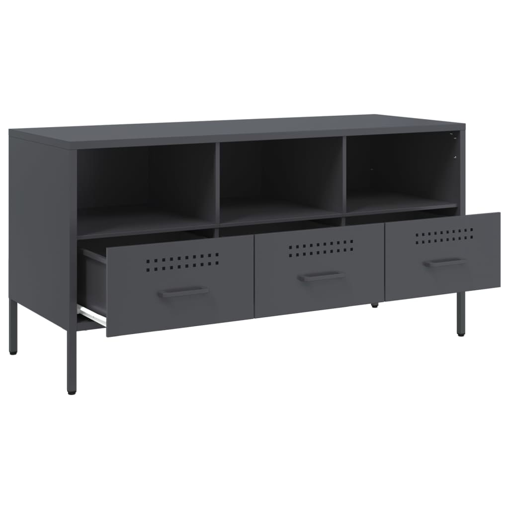 Meuble TV anthracite 100,5x39x50,5 cm en acier