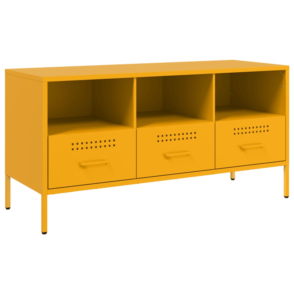 Meuble TV jaune moutarde 100,5x39x50,5 cm en acier