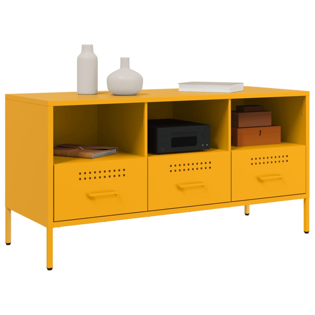 Meuble TV jaune moutarde 100,5x39x50,5 cm en acier