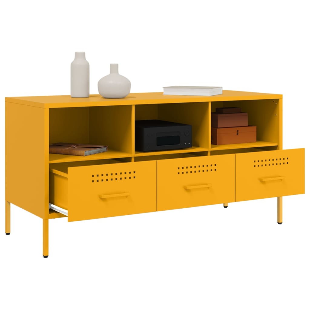 Meuble TV jaune moutarde 100,5x39x50,5 cm en acier