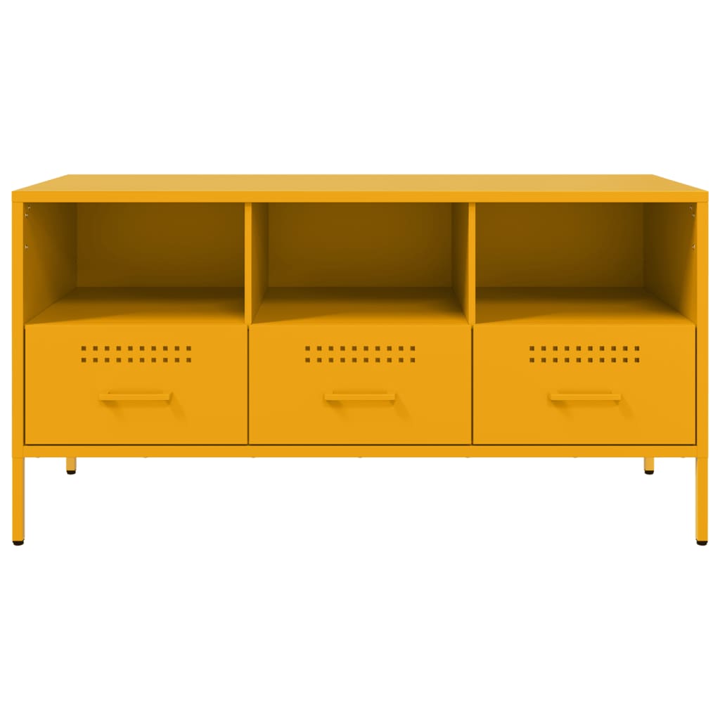 Meuble TV jaune moutarde 100,5x39x50,5 cm en acier