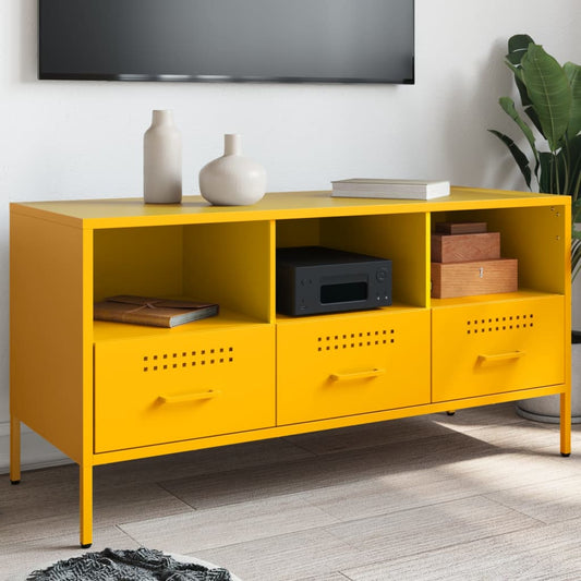 Meuble TV jaune moutarde 100,5x39x50,5 cm en acier