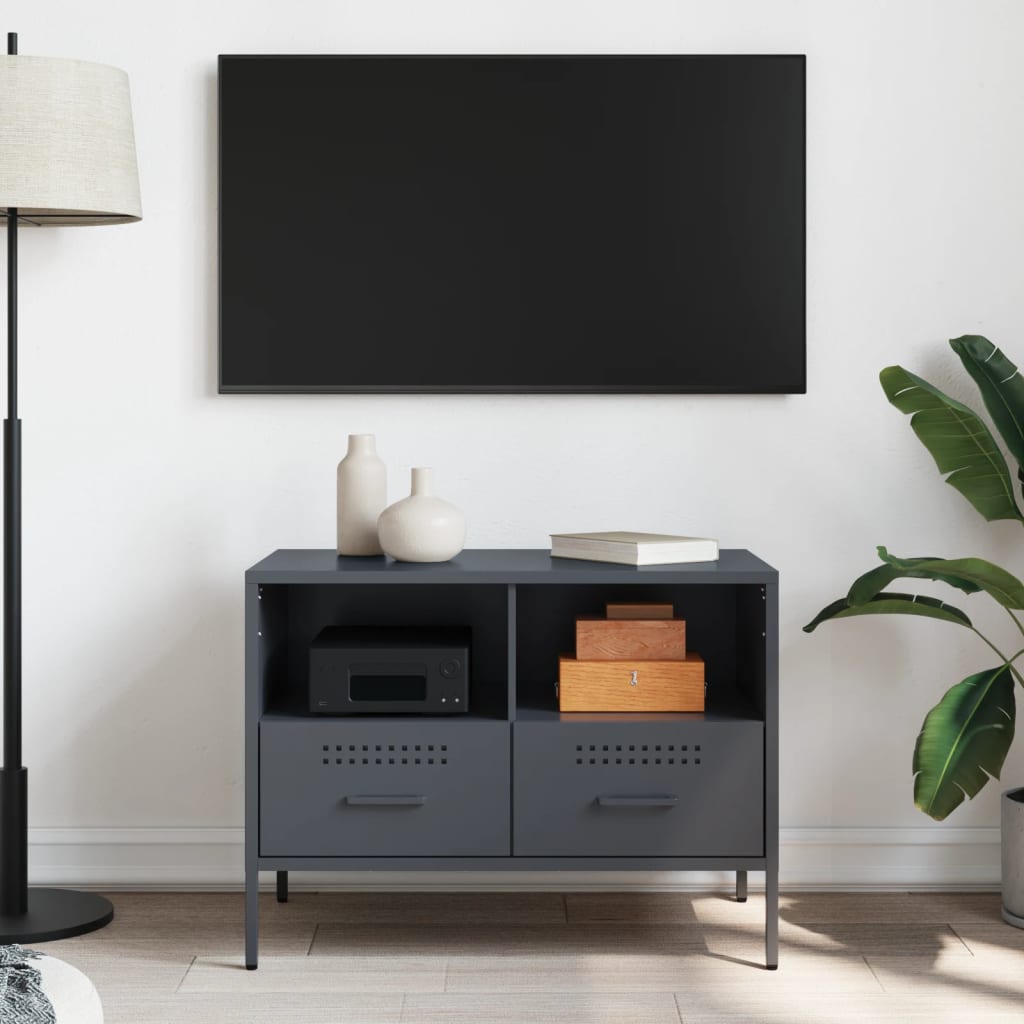 Meuble TV anthracite 68x39x50,5 cm en acier