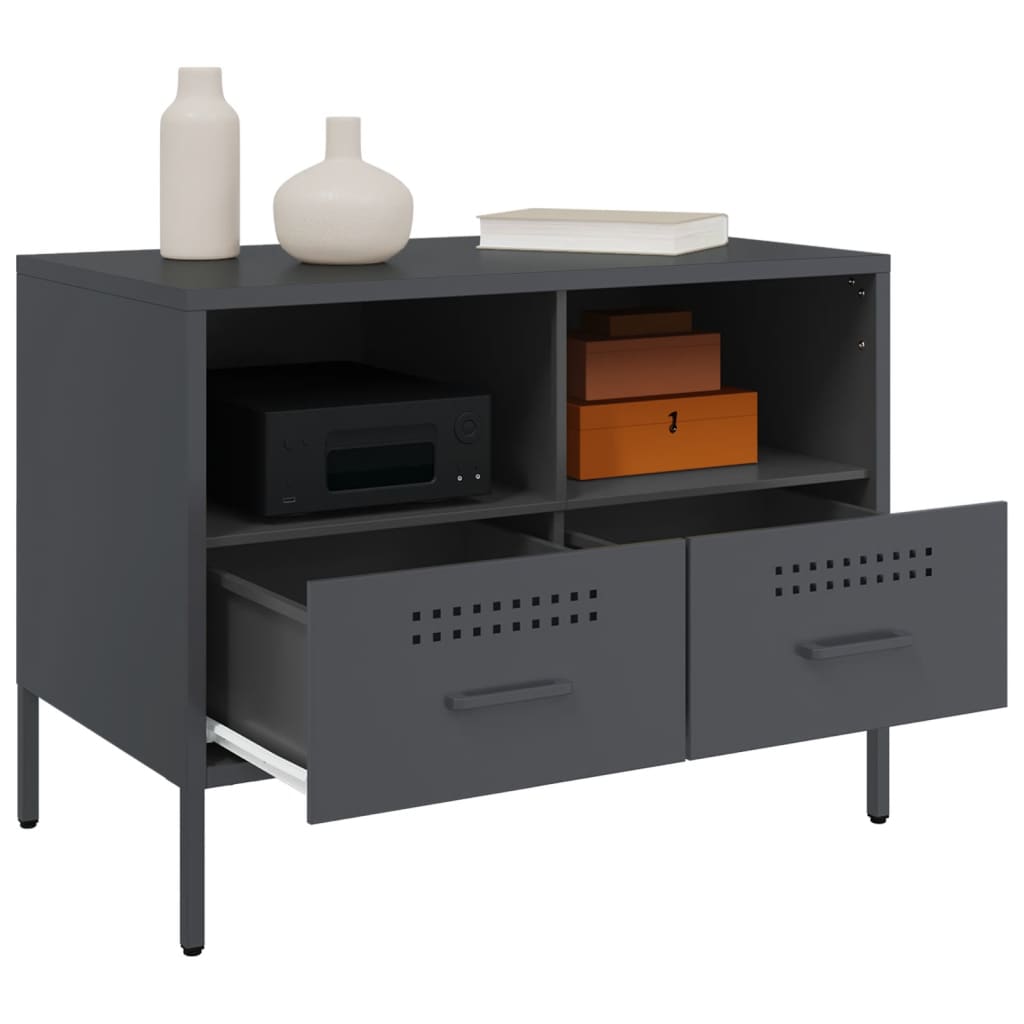 Meuble TV anthracite 68x39x50,5 cm en acier