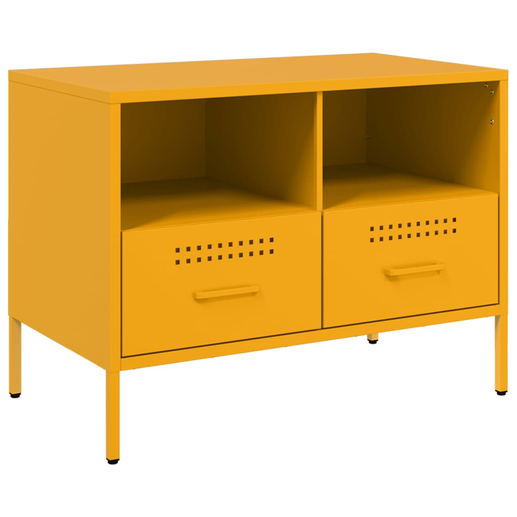 Meuble TV jaune moutarde 68x39x50,5 cm en acier