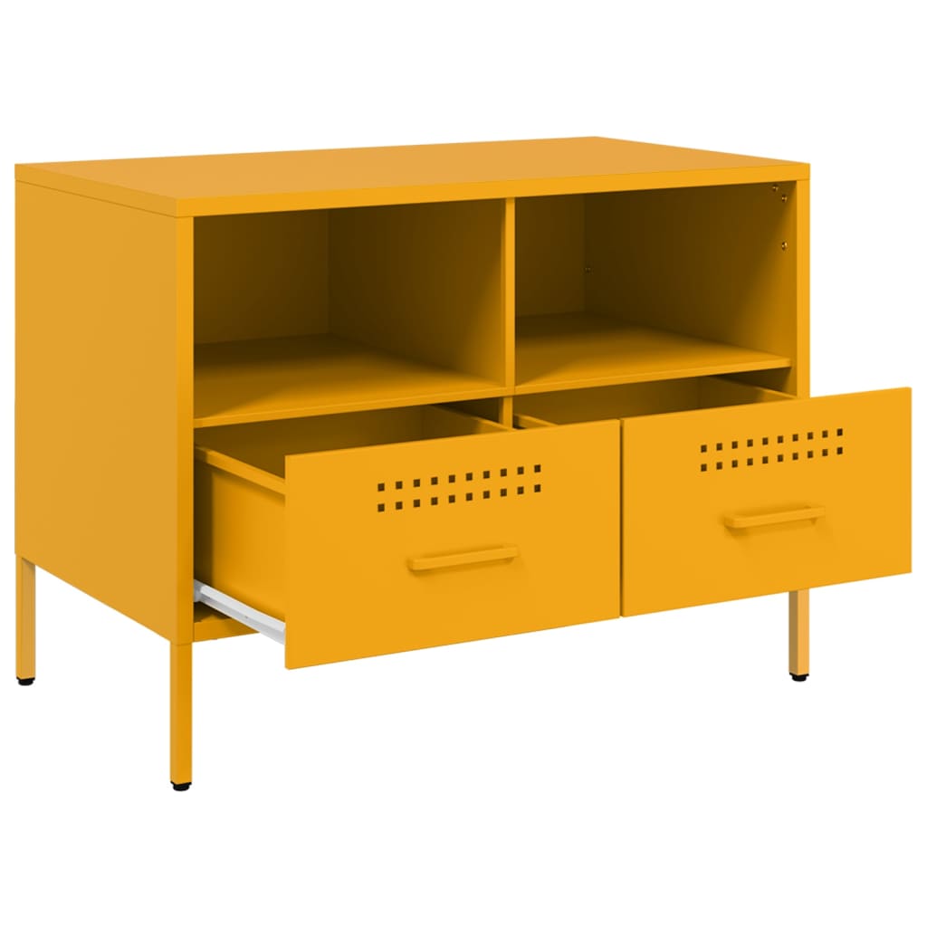Meuble TV jaune moutarde 68x39x50,5 cm en acier