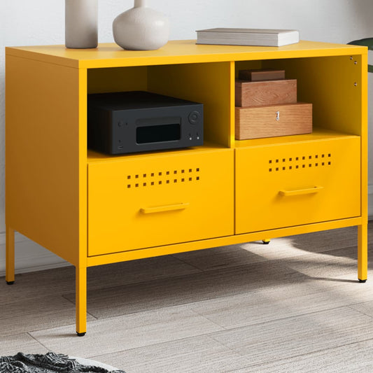 Meuble TV jaune moutarde 68x39x50,5 cm en acier