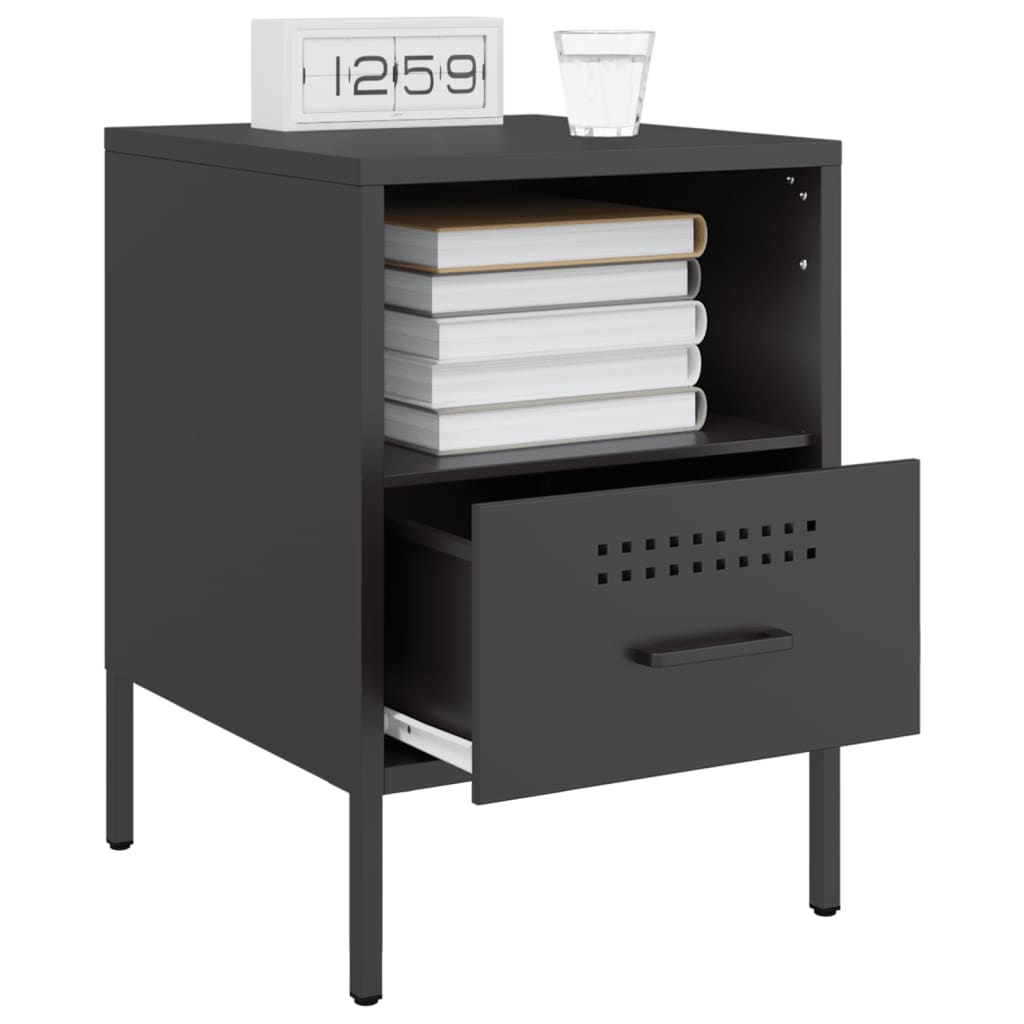 Tables de chevet 2 pcs. Noir 36x39x50,5 cm en acier