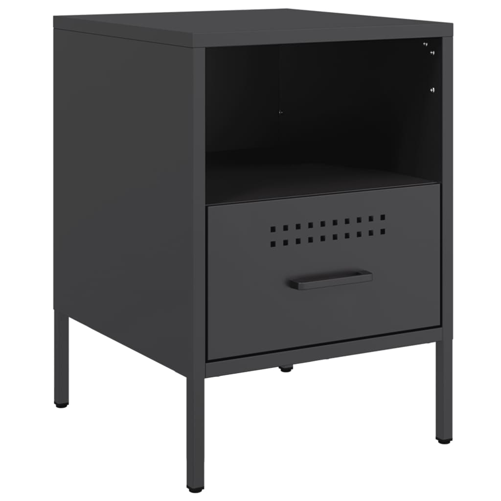 Tables de chevet 2 pcs. Noir 36x39x50,5 cm en acier