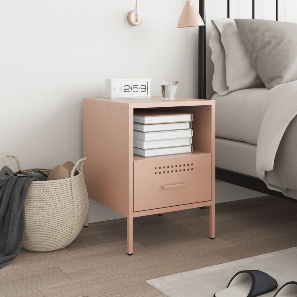 Bedside Table Pink 36x39x50.5 cm Steel