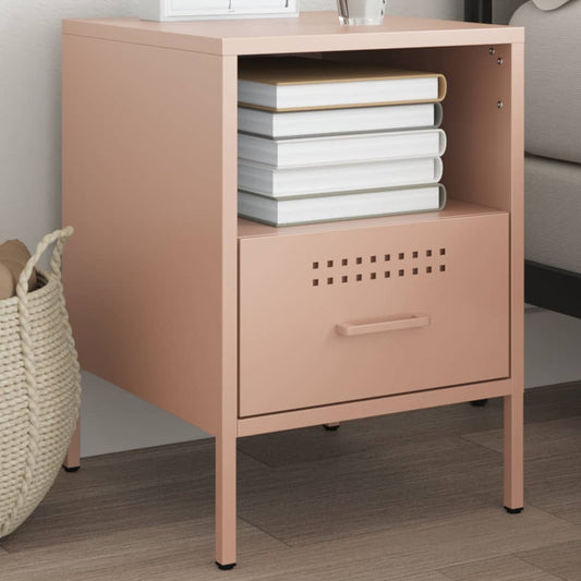 Bedside Table Pink 36x39x50.5 cm Steel