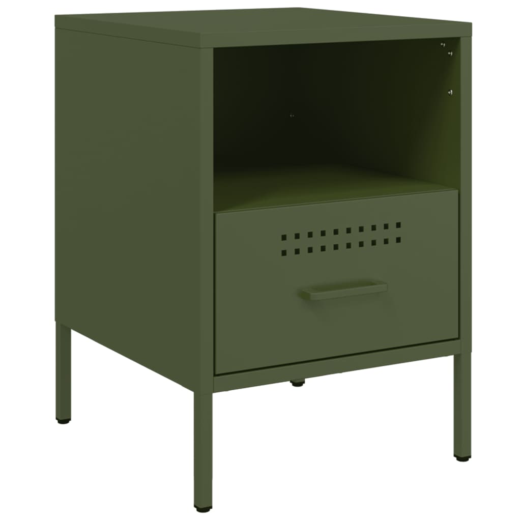 Bedside tables 2 pcs. Olive green 36x39x50.5 cm steel