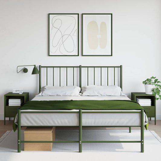 Bedside tables 2 pcs. Olive green 36x39x50.5 cm steel