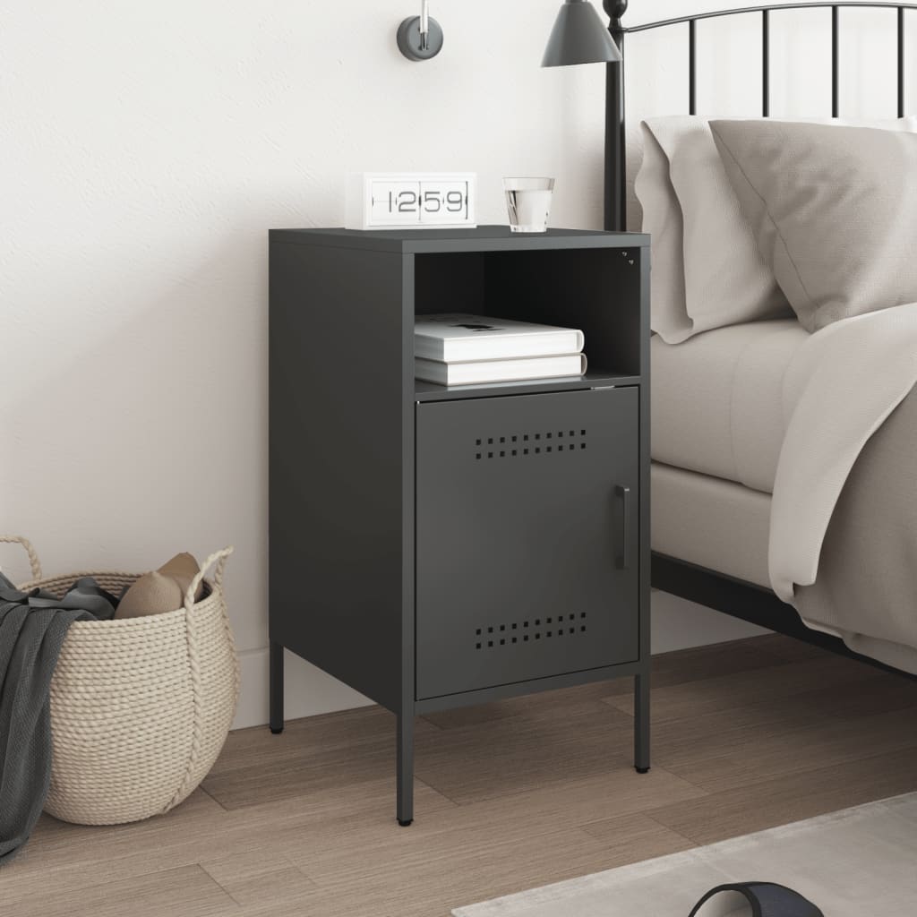 Bedside Table Black 36x39x68 cm Steel