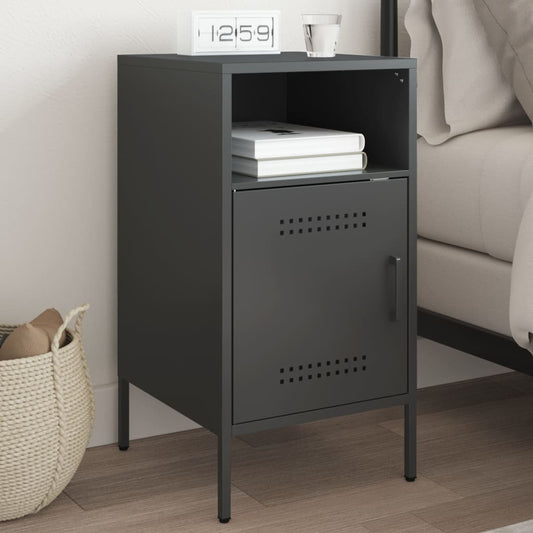 Bedside Table Black 36x39x68 cm Steel