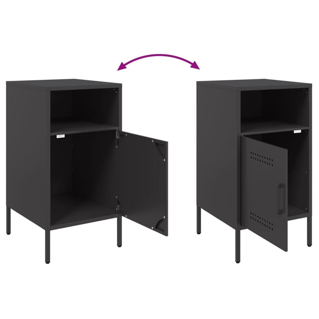 Tables de chevet 2 pcs. Acier noir 36x39x68 cm
