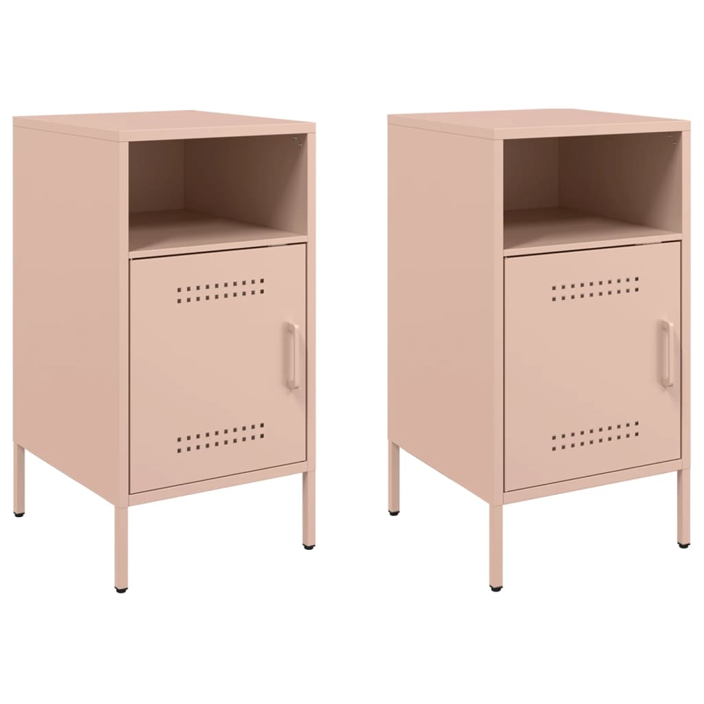 Tables de chevet 2 pcs Rose 36x39x68 cm en acier