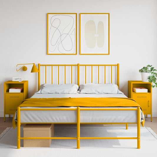Tables de chevet 2 pcs. Jaune moutarde 36x39x68 cm en acier