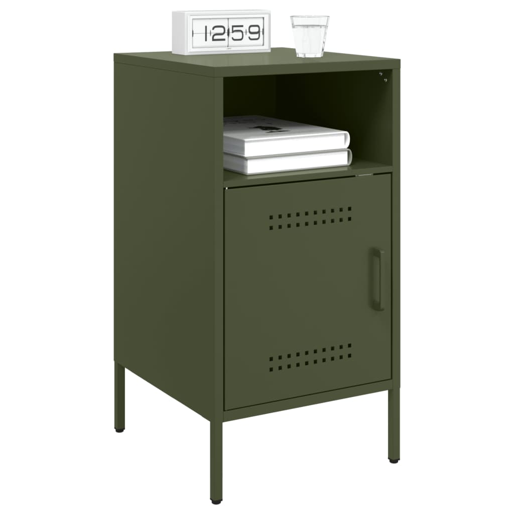Bedside tables 2 pcs. Olive green 36x39x68 cm steel