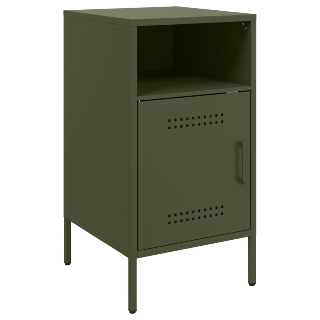 Bedside tables 2 pcs. Olive green 36x39x68 cm steel