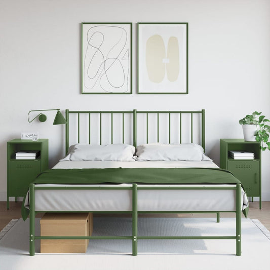 Bedside tables 2 pcs. Olive green 36x39x68 cm steel