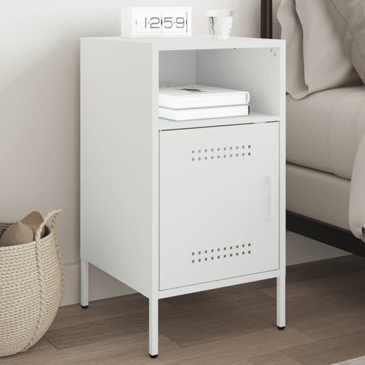 Bedside Table White 36x39x68 cm Steel