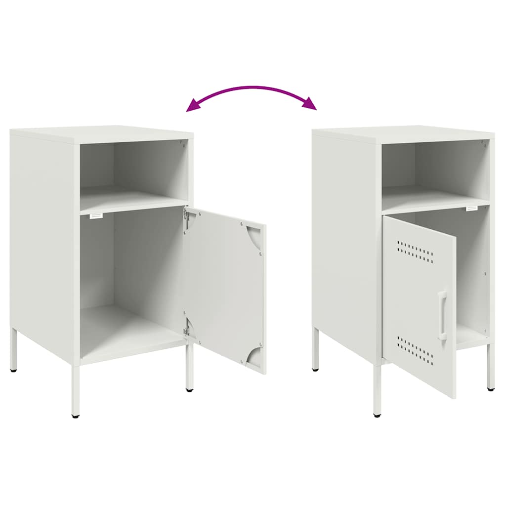 Tables de chevet 2 pcs. Blanc 36x39x68 cm en acier