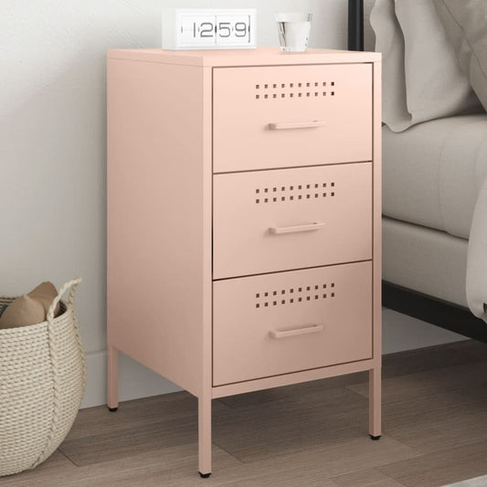 Bedside Table Pink 36x39x68 cm Steel