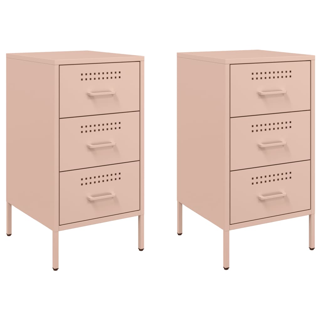 Tables de chevet 2 pcs Rose 36x39x68 cm en acier