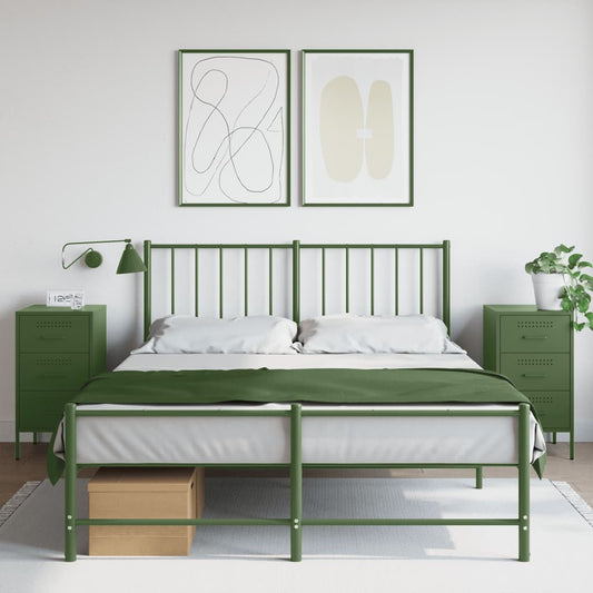 Bedside tables 2 pcs. Olive green 36x39x68 cm steel