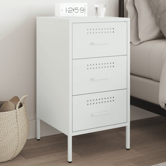 Bedside Table White 36x39x68 cm Steel