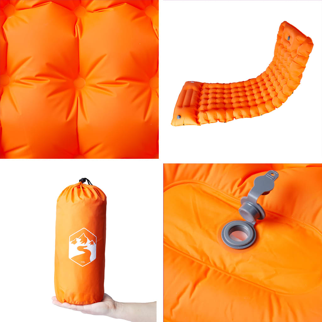 Selbstaufblasende Isomatte mit Kissen Orange