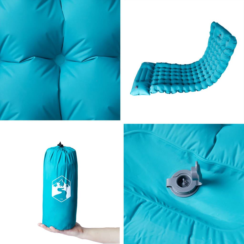 Matelas autogonflant avec coussin bleu