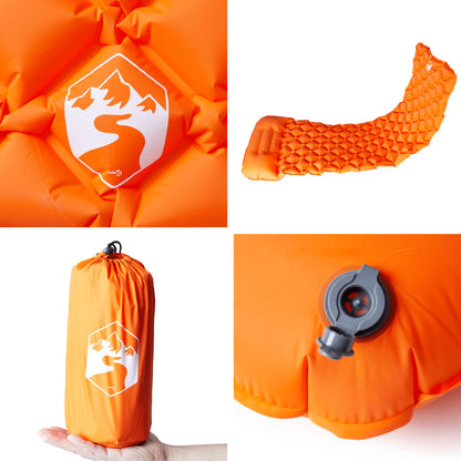 Aufblasbare Isomatte mit Kissen Orange