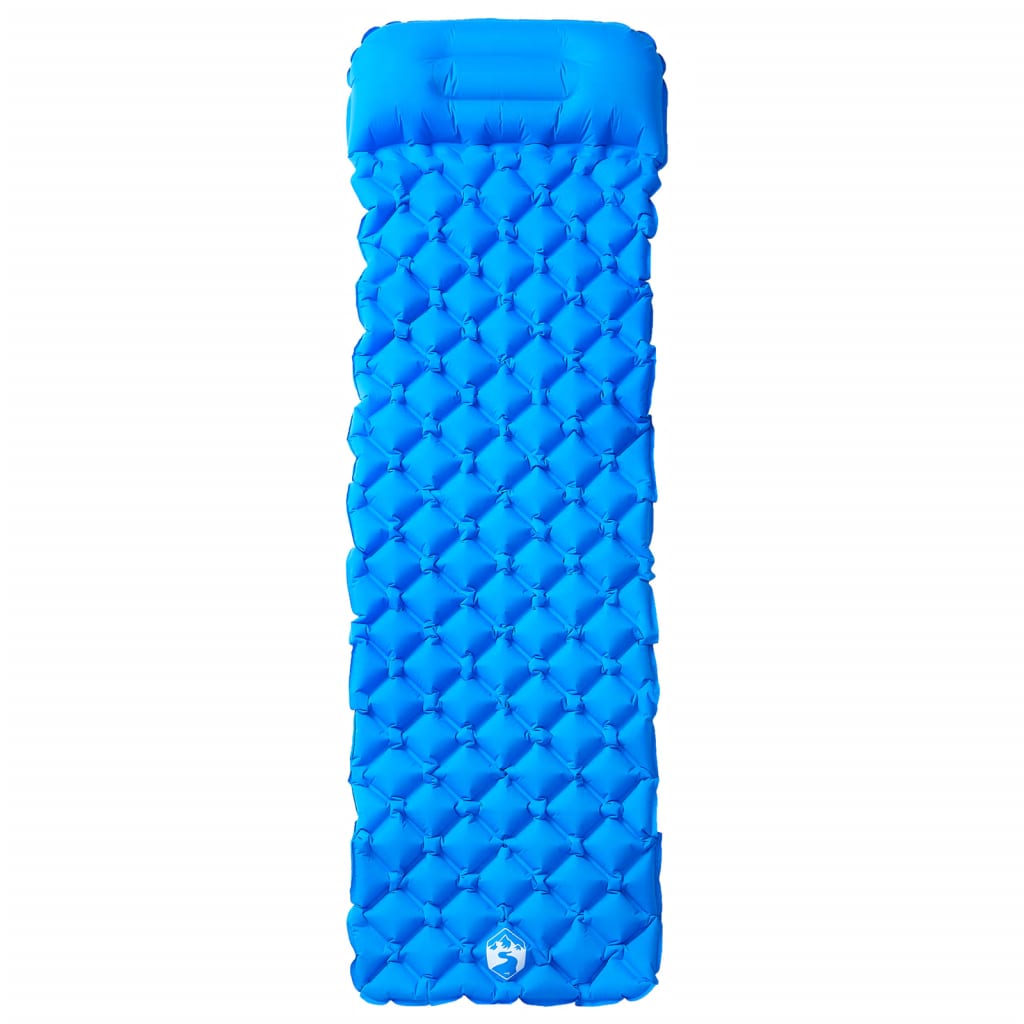 Matelas gonflable avec oreiller bleu